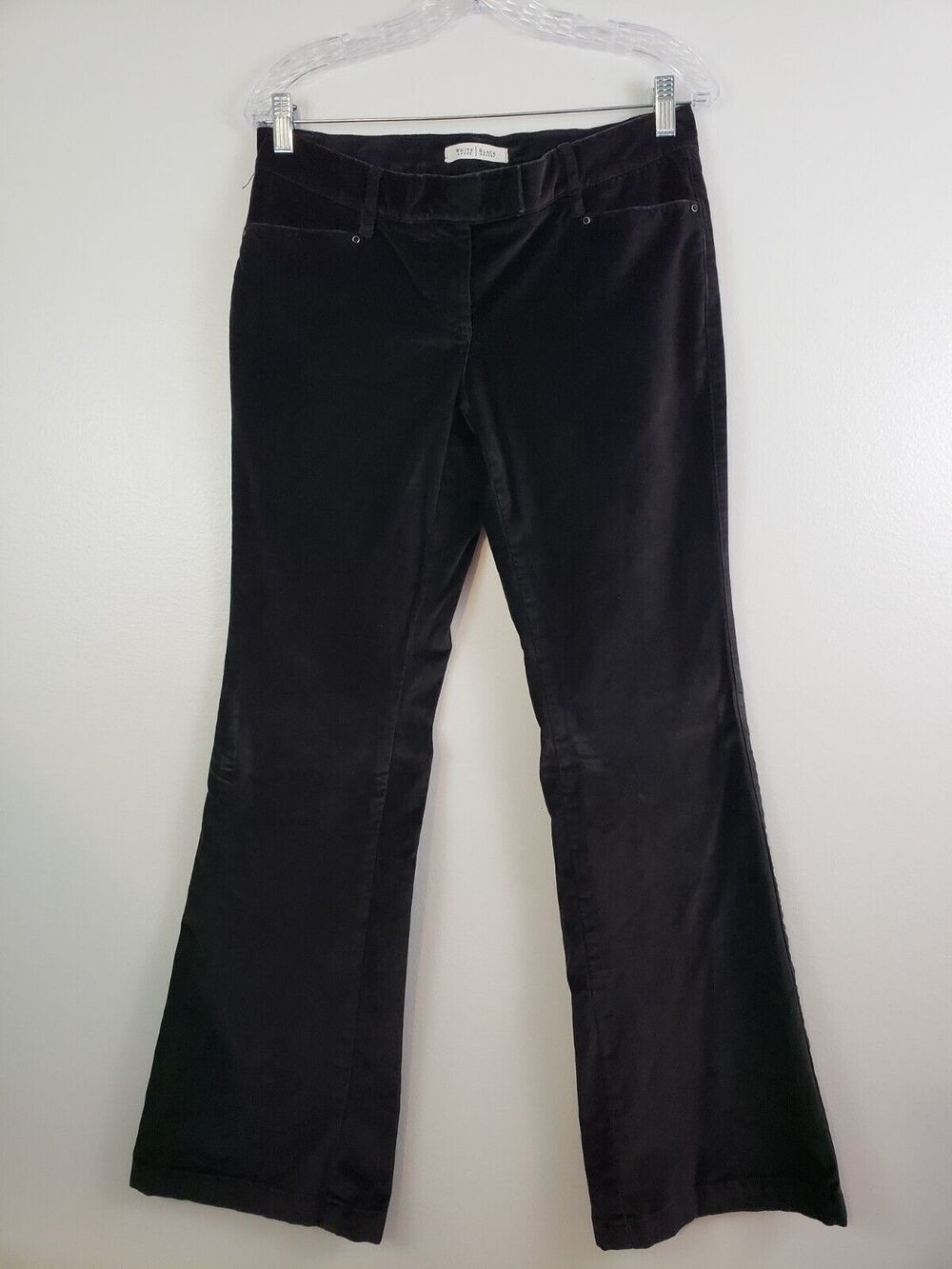 Y2K White House Black Market Pants Womens Size 10 Black Velvet Flare Stretch
